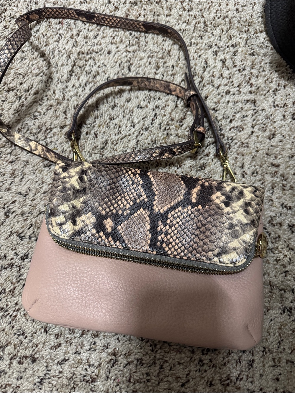 G.I.L.I. Pink and Snake-Print Crossbody Bag